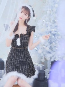 画像26: SALE!【即日発送!】【サンタコス 4点セット】【S-Lサイズ/2カラー】チェーンモチーフフロントジップツイードフレアサンタコスプレ[OF01] (26)