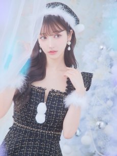 画像27: SALE!【即日発送!】【サンタコス 4点セット】【S-Lサイズ/2カラー】チェーンモチーフフロントジップツイードフレアサンタコスプレ[OF01] (27)