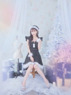 画像28: SALE!【即日発送!】【サンタコス 4点セット】【S-Lサイズ/2カラー】チェーンモチーフフロントジップツイードフレアサンタコスプレ[OF01] (28)