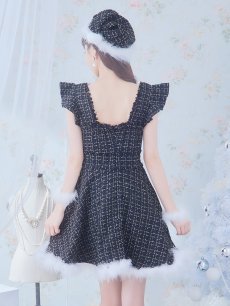 画像32: SALE!【即日発送!】【サンタコス 4点セット】【S-Lサイズ/2カラー】チェーンモチーフフロントジップツイードフレアサンタコスプレ[OF01] (32)