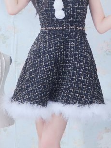 画像34: SALE!【即日発送!】【サンタコス 4点セット】【S-Lサイズ/2カラー】チェーンモチーフフロントジップツイードフレアサンタコスプレ[OF01] (34)