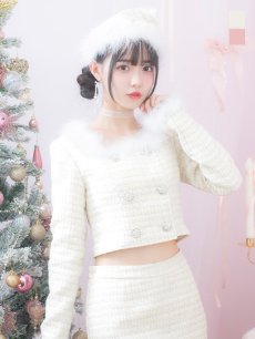 画像2: SALE!【即日発送】【サンタコス 3点セット】【XS-Lサイズ/2カラー】ロングスリーブツイードサンタコスプレ[OF01] (2)