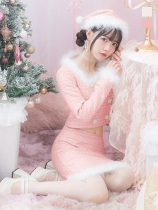 画像34: SALE!即日発送!【サンタコス 3点セット】【XS-Lサイズ/2カラー】ロングスリーブツイードサンタコスプレ[OF01] (34)