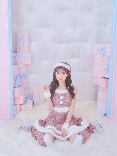 画像16: 即日発送!【サンタコス 5点セット】【S-Lサイズ/3カラー】ツイードチェック2段フレアスカートサンタコスプレ[OF01] (16)