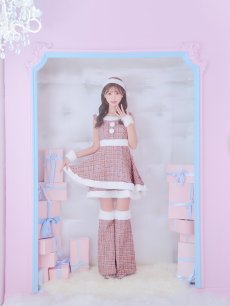 画像19: 即日発送!【サンタコス 5点セット】【S-Lサイズ/3カラー】ツイードチェック2段フレアスカートサンタコスプレ[OF01] (19)