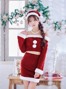 画像15: 【即日発送】【サンタコス 4点セット】【S-Lサイズ/2カラー】オフショルダーセットアップサンタコスプレ[OF01] (15)