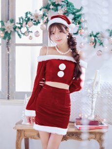 画像5: 【即日発送】【サンタコス 4点セット】【S-Lサイズ/2カラー】オフショルダーセットアップサンタコスプレ[OF01] (5)