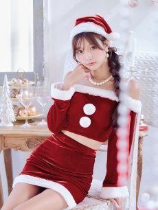 画像10: 【即日発送】【サンタコス 4点セット】【S-Lサイズ/2カラー】オフショルダーセットアップサンタコスプレ[OF01] (10)