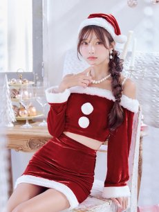 画像11: 【即日発送】【サンタコス 4点セット】【S-Lサイズ/2カラー】オフショルダーセットアップサンタコスプレ[OF01] (11)