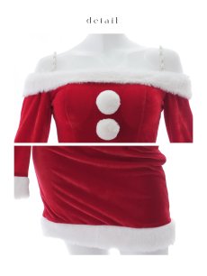 画像24: 【即日発送】【サンタコス 4点セット】【S-Lサイズ/2カラー】オフショルダーセットアップサンタコスプレ[OF01] (24)