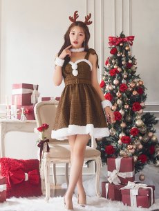 画像11: 【即日発送！】【サンタコス 6点セット】【XS-Mサイズ/1カラー】ツイードトナカイコスプレ[HC02] (11)