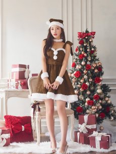 画像13: 【即日発送！】【サンタコス 6点セット】【XS-Mサイズ/1カラー】ツイードトナカイコスプレ[HC02] (13)