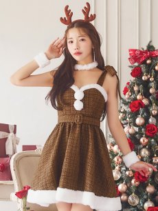 画像22: 【即日発送！】【サンタコス 6点セット】【XS-Mサイズ/1カラー】ツイードトナカイコスプレ[HC02] (22)