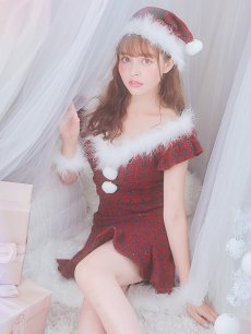 画像1: SALE!【サンタコス 5点セット】【S-XLサイズ/1カラー】マーメイドチェックサンタコスプレ[OF01] (1)