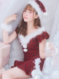 画像3: SALE!【サンタコス 5点セット】【S-XLサイズ/1カラー】マーメイドチェックサンタコスプレ[OF01] (3)