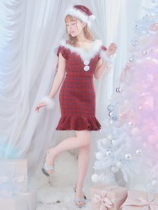 画像5: SALE!【サンタコス 5点セット】【S-XLサイズ/1カラー】マーメイドチェックサンタコスプレ[OF01] (5)