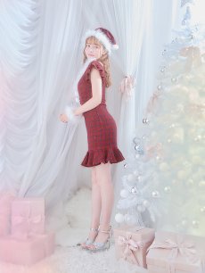 画像7: SALE!【サンタコス 5点セット】【S-XLサイズ/1カラー】マーメイドチェックサンタコスプレ[OF01] (7)