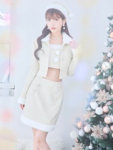 画像2: SALE!【即日発送】【サンタコス 5点セット】【XS-Lサイズ/1カラー】ジャケット付きツイードセットアップサンタ[OF01] (2)