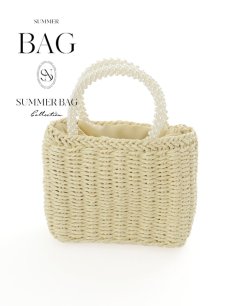 画像2: 【バッグ】パールハンドル編みバッグ【Fサイズ/1カラー】[YMT] (2)