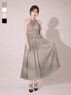 画像1: ラメシフォンホルターネックワンピースドレス【XS-Lサイズ/4カラー】[OF08] (1)