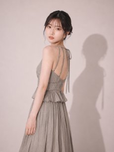 画像2: ラメシフォンホルターネックワンピースドレス【XS-Lサイズ/4カラー】[OF08] (2)