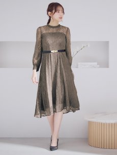 画像13: オケージョンドレス/ パーティードレス/ お呼ばれドレス/ 総レース/ 袖あり/ ミモレ丈/ ワンピース[OF05] (13)