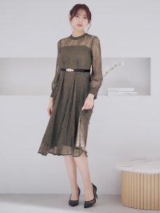 画像11: オケージョンドレス/ パーティードレス/ お呼ばれドレス/ 総レース/ 袖あり/ ミモレ丈/ ワンピース[OF05] (11)