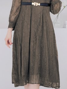 画像19: オケージョンドレス/ パーティードレス/ お呼ばれドレス/ 総レース/ 袖あり/ ミモレ丈/ ワンピース[OF05] (19)