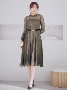 画像2: オケージョンドレス/ パーティードレス/ お呼ばれドレス/ 総レース/ 袖あり/ ミモレ丈/ ワンピース[OF05] (2)