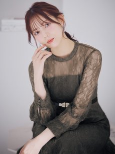 画像3: オケージョンドレス/ パーティードレス/ お呼ばれドレス/ 総レース/ 袖あり/ ミモレ丈/ ワンピース[OF05] (3)