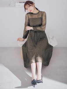 画像4: オケージョンドレス/ パーティードレス/ お呼ばれドレス/ 総レース/ 袖あり/ ミモレ丈/ ワンピース[OF05] (4)