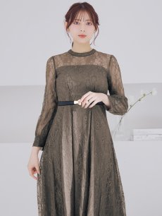 画像6: オケージョンドレス/ パーティードレス/ お呼ばれドレス/ 総レース/ 袖あり/ ミモレ丈/ ワンピース[OF05] (6)