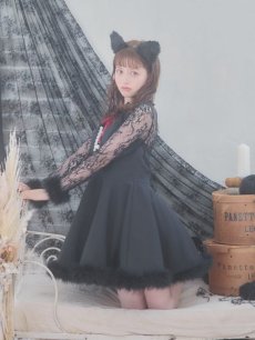 画像1: 【SALE!!】【即日発送】【ハロウィン】 レースブラックキャット / 黒猫【コスプレ2点セット】【S-XLサイズ/1カラー】[HC03] (1)