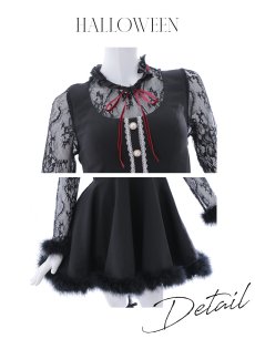 画像21: 【SALE!!】【即日発送】【ハロウィン】 レースブラックキャット / 黒猫【コスプレ2点セット】【S-XLサイズ/1カラー】[HC03] (21)