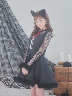 画像2: 【SALE!!】【即日発送】【ハロウィン】 レースブラックキャット / 黒猫【コスプレ2点セット】【S-XLサイズ/1カラー】[HC03] (2)