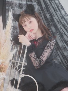 画像14: 【SALE!!】【即日発送】【ハロウィン】 レースブラックキャット / 黒猫【コスプレ2点セット】【S-XLサイズ/1カラー】[HC03] (14)