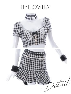 画像18: 【SALE!!】【即日発送】【ハロウィン】【LARME/ラルム掲載】ツイードキャットセットアップ 【コスプレ6点セット】 【XS-Mサイズ/4カラー】[HC03] (18)