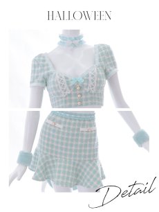 画像17: 【SALE!!】【即日発送】【ハロウィン】【LARME/ラルム掲載】ツイードキャットセットアップ 【コスプレ6点セット】 【XS-Mサイズ/4カラー】[HC03] (17)