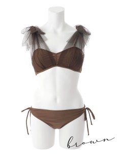 画像46: 【即日発送】【ビキニ】【水着】チュールリボン バストアップ ビキニ 2点セット[YMT] (46)