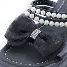 画像2: 【水着小物：ビーチサンダル】パール付き/ リボン/ 厚底サンダル[YMT] (2)