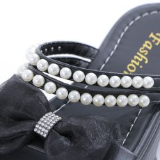 画像3: 【水着小物：ビーチサンダル】パール付き/ リボン/ 厚底サンダル[YMT] (3)