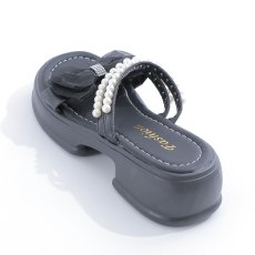 画像5: 【水着小物：ビーチサンダル】パール付き/ リボン/ 厚底サンダル[YMT] (5)