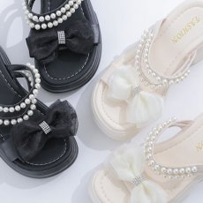 画像7: 【水着小物：ビーチサンダル】パール付き/ リボン/ 厚底サンダル[YMT] (7)