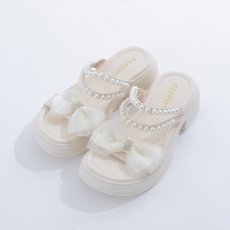 画像8: 【水着小物：ビーチサンダル】パール付き/ リボン/ 厚底サンダル[YMT] (8)