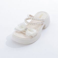 画像9: 【水着小物：ビーチサンダル】パール付き/ リボン/ 厚底サンダル[YMT] (9)
