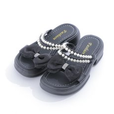 画像15: 【水着小物：ビーチサンダル】パール付き/ リボン/ 厚底サンダル[YMT] (15)