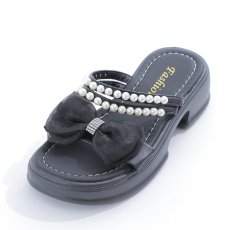 画像14: 【水着小物：ビーチサンダル】パール付き/ リボン/ 厚底サンダル[YMT] (14)