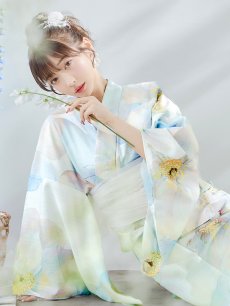 画像2: 【即日発送】アイシーフラワー牡丹浴衣 【浴衣3点セット 浴衣/帯/下駄】 [YMT] (2)