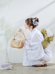 画像10: 【即日発送】ニュアンスフラワーベージュ浴衣 【浴衣3点セット 浴衣/帯/下駄】 [YMT] (10)