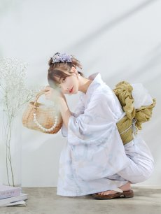 画像11: 【即日発送】ニュアンスフラワーベージュ浴衣 【浴衣3点セット 浴衣/帯/下駄】 [YMT] (11)